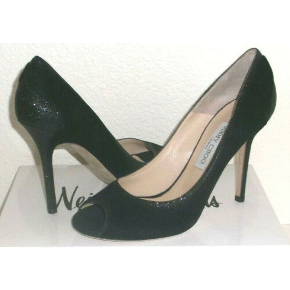 Jimmy Choo Deceive Glitter Peep Toe Pump 40.5